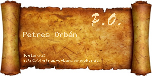 Petres Orbán névjegykártya